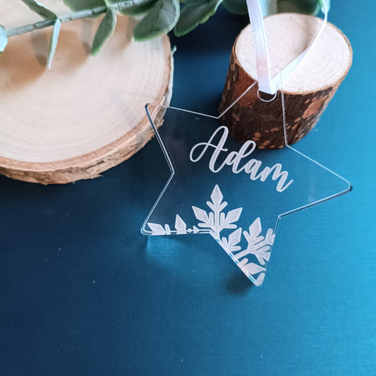 Acrylic Christmas Tree Ornament | Personalised Star Decoration | Personalised Star | Christmas Star