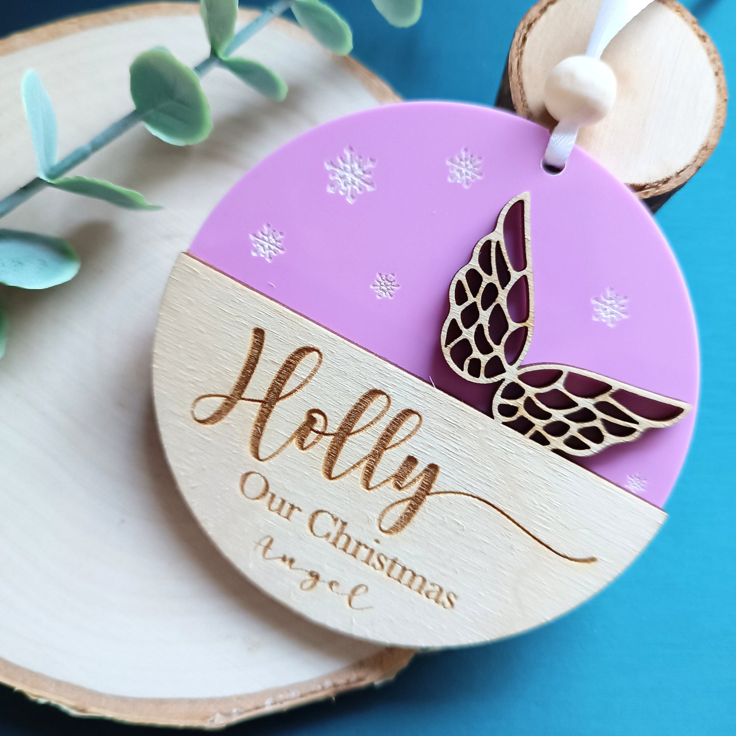 Angel Wings Christmas Tree Ornament | Personalised Tree Decoration | Memorial Gift | Christmas Heart | Babyloss | Loss of Baby