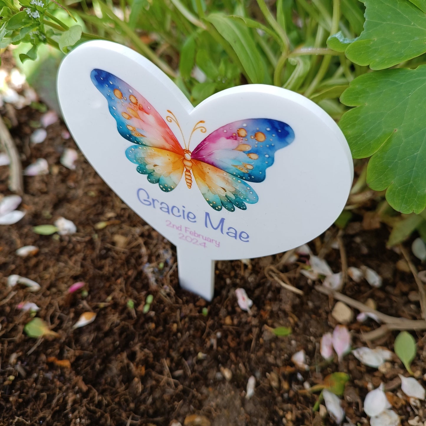 Personalised Grave Marker | In Memory Of | Baby Grave | Child Grave | Butterfly Memorial