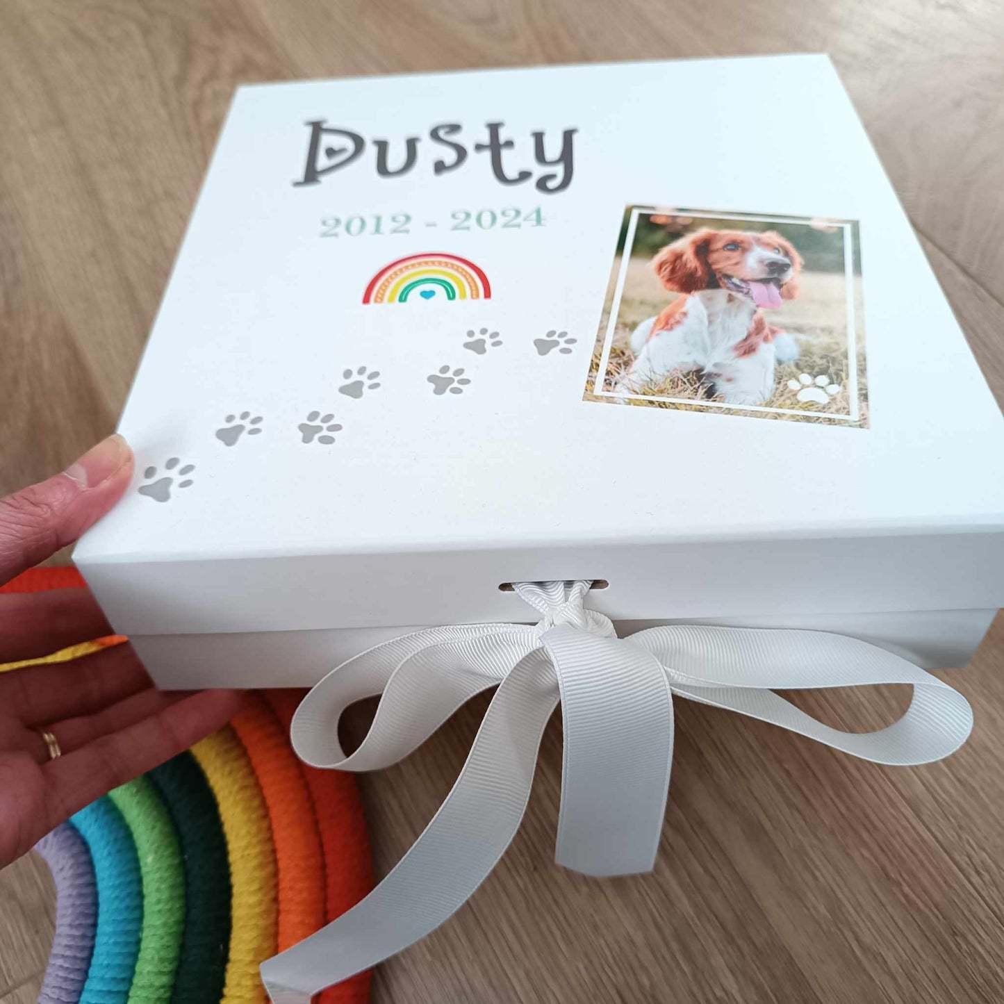 Pet Memory Box | Rainbow Bridge Memory Box | Pet Keepsake Box | Loss of Dog Gift