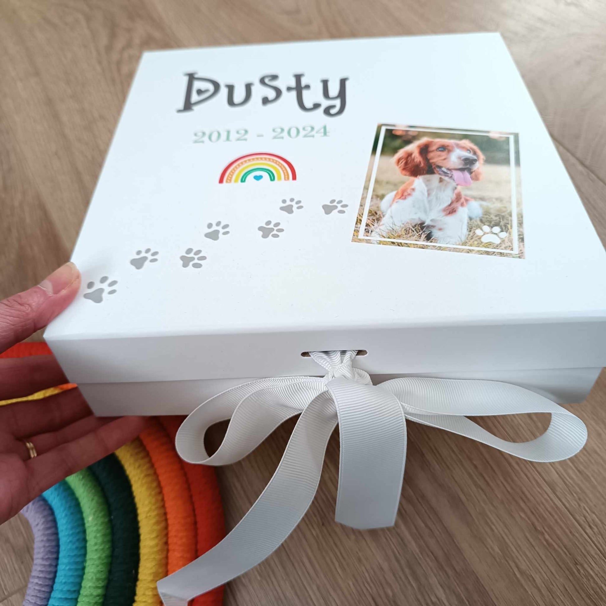 Pet Memory Box | Rainbow Bridge Memory Box | Pet Keepsake Box | Loss of Dog Gift