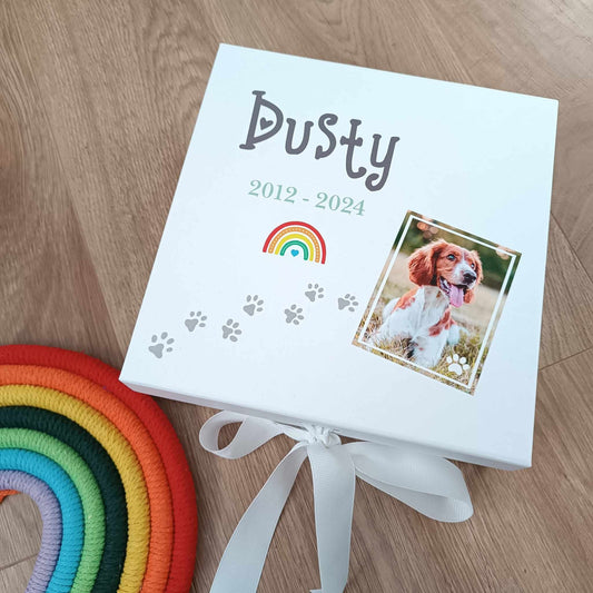 Pet Memory Box | Rainbow Bridge Memory Box | Pet Keepsake Box | Loss of Dog Gift