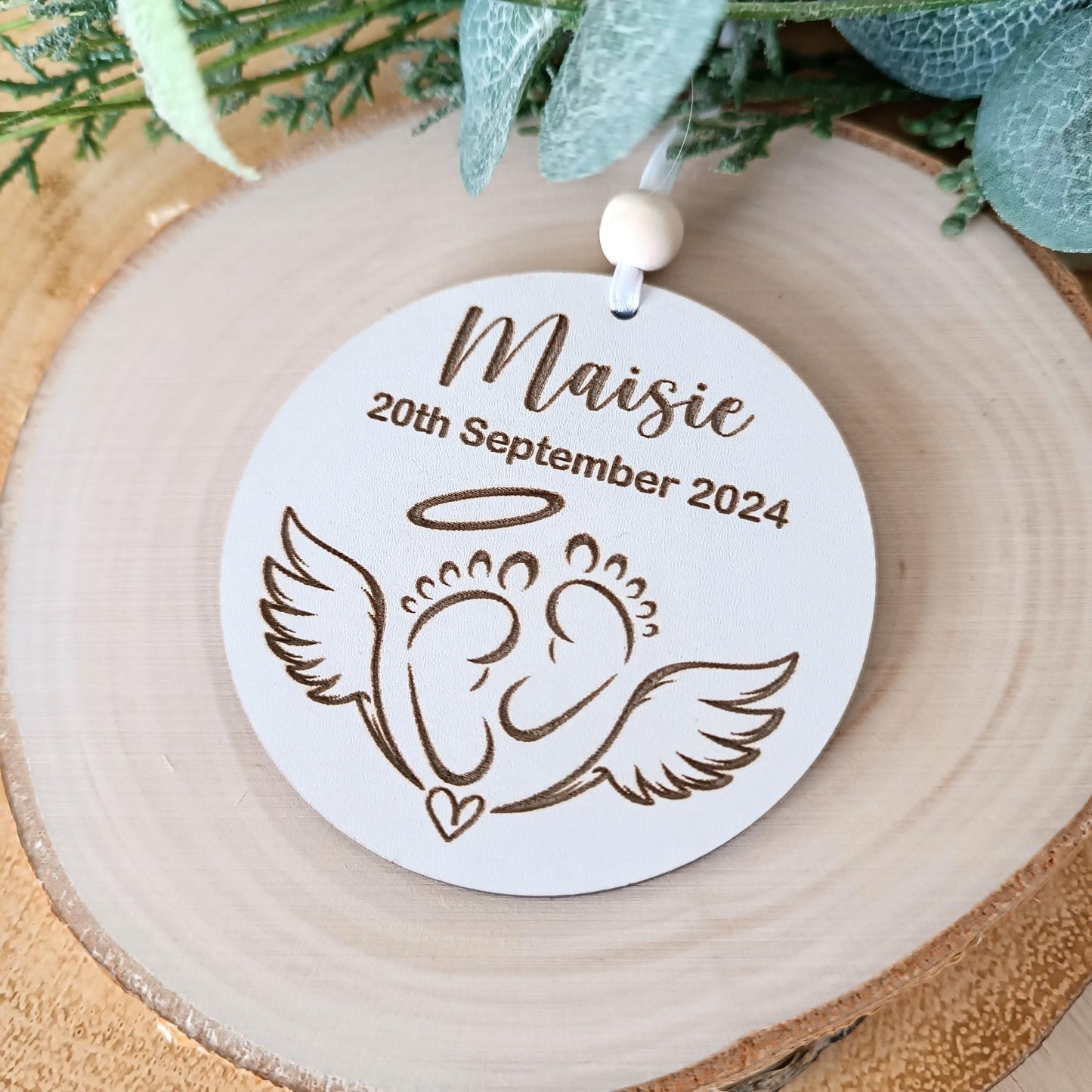 Angel Wings Christmas Tree Ornament | Personalised Tree Decoration | Angel Baby | Christmas Tree | Baby loss | MDF