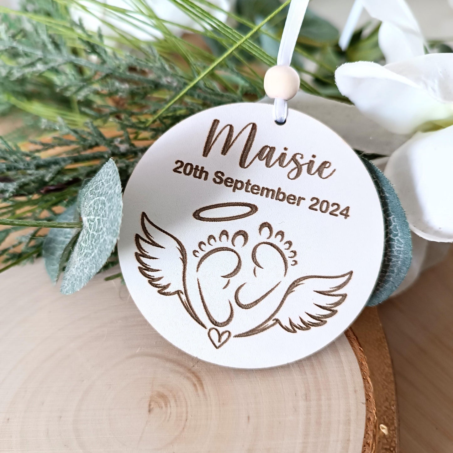 Angel Wings Christmas Tree Ornament | Personalised Tree Decoration | Angel Baby | Christmas Tree | Baby loss | MDF