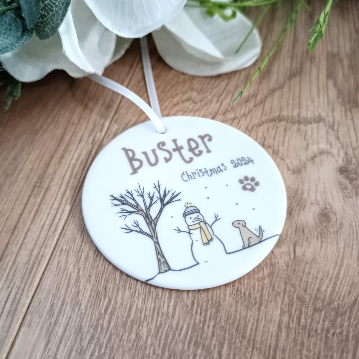 Personalised Ceramic Pet Ornament | Pet Tree Decoration | Pawprints Ornament | Christmas Tree | Pet Loss