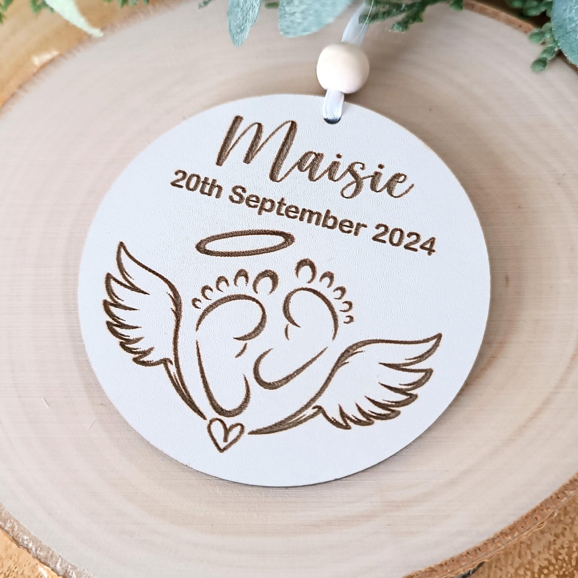 Angel Wings Christmas Tree Ornament | Personalised Tree Decoration | Angel Baby | Christmas Tree | Baby loss | MDF