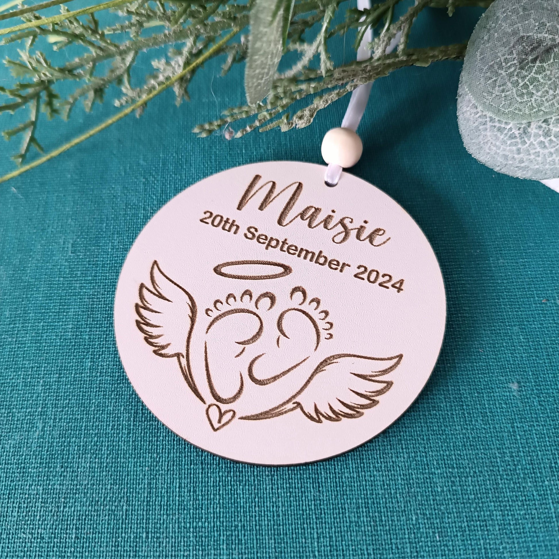 Angel Wings Christmas Tree Ornament | Personalised Tree Decoration | Angel Baby | Christmas Tree | Baby loss | MDF