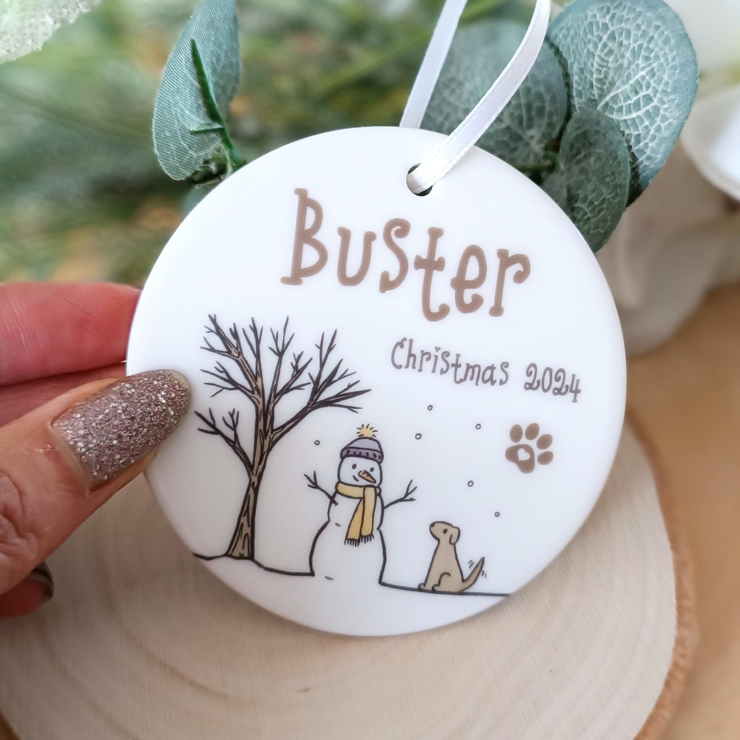 Personalised Ceramic Pet Ornament | Pet Tree Decoration | Pawprints Ornament | Christmas Tree | Pet Loss