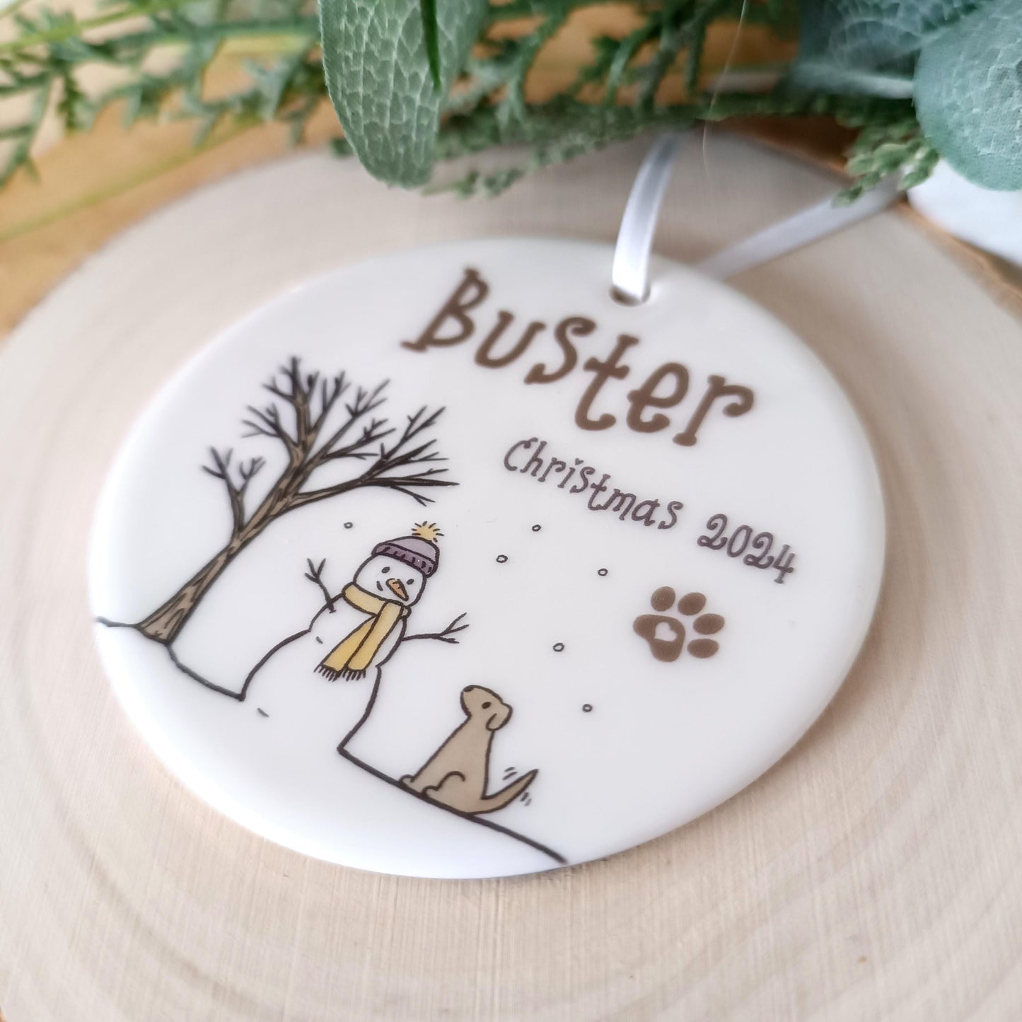 Personalised Ceramic Pet Ornament | Pet Tree Decoration | Pawprints Ornament | Christmas Tree | Pet Loss