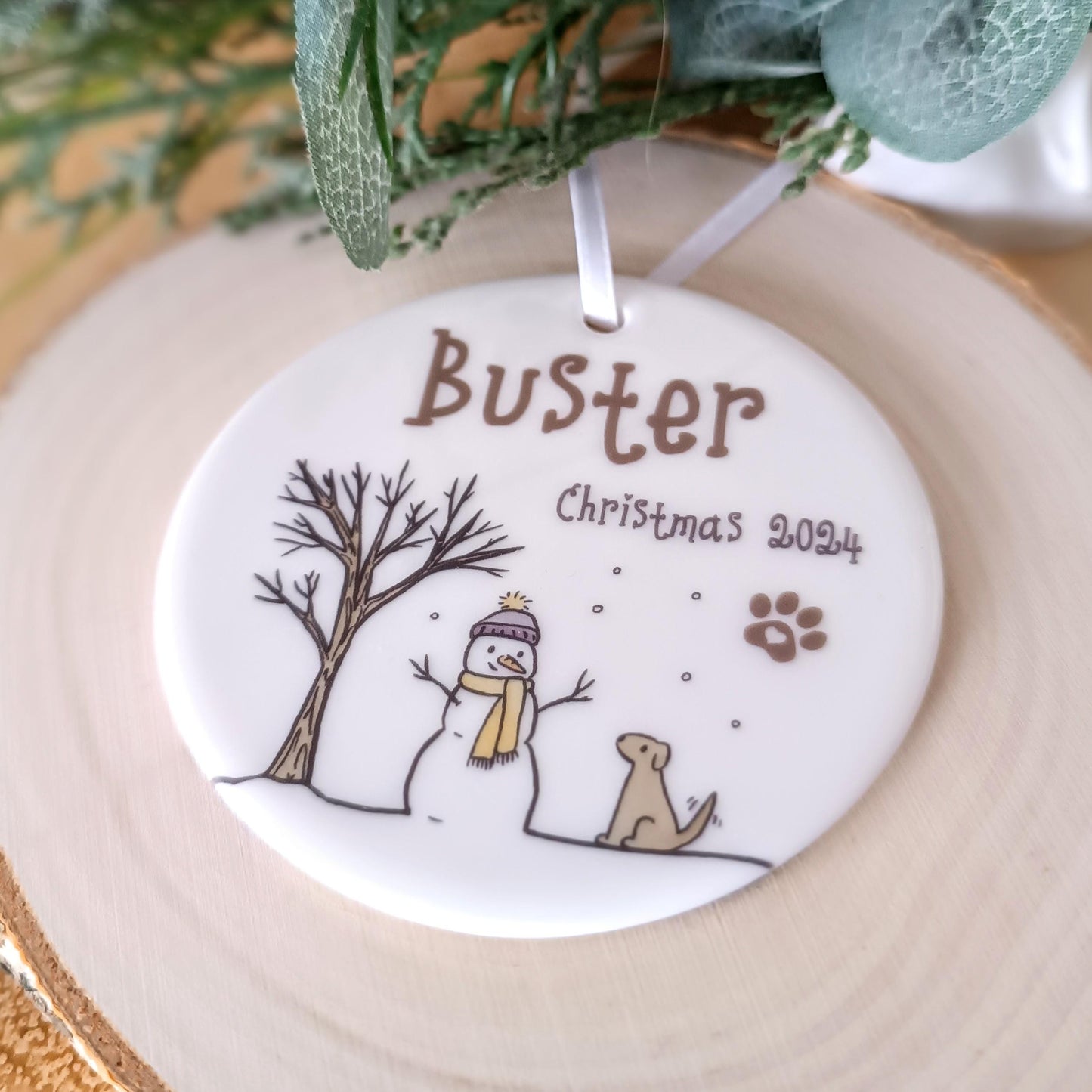Personalised Ceramic Pet Ornament | Pet Tree Decoration | Pawprints Ornament | Christmas Tree | Pet Loss
