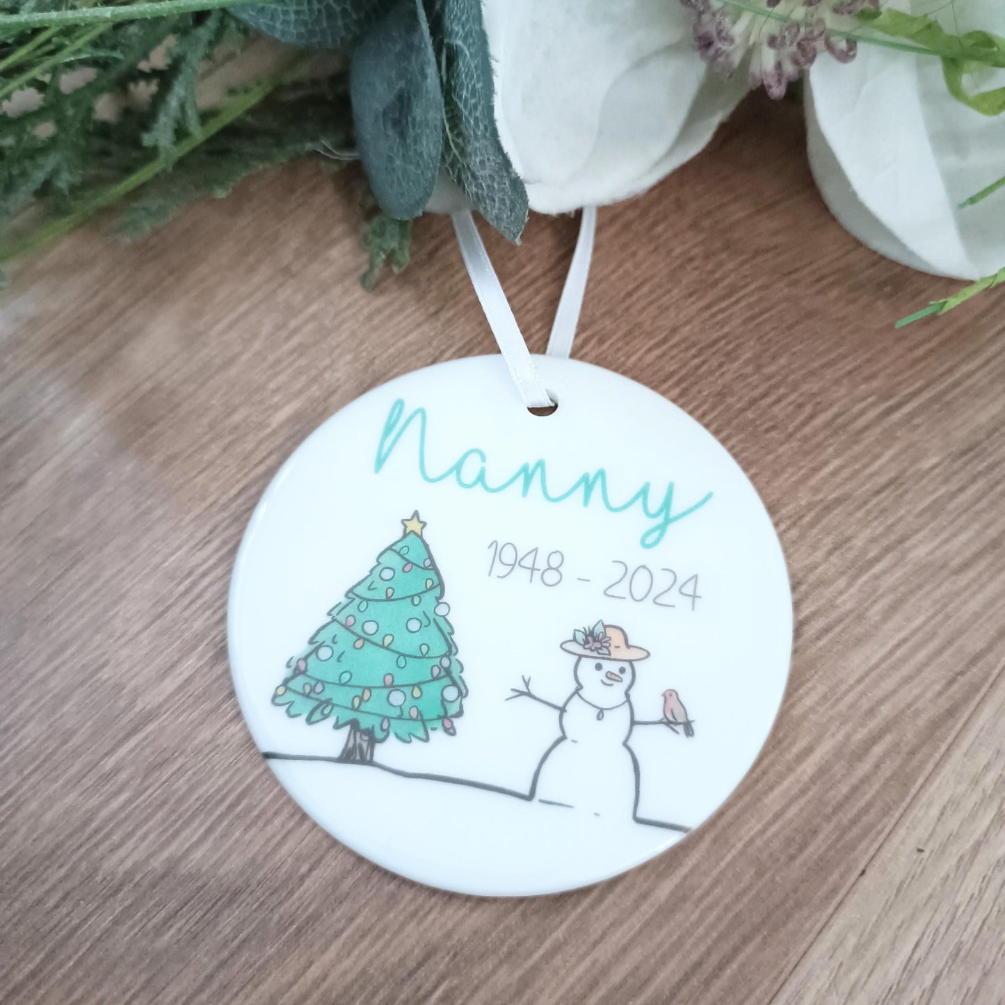 Personalised Ceramic Ornament | Nanny Grandad Tree Decoration | Grandad Ornament | Christmas Tree | Memorial Decoration
