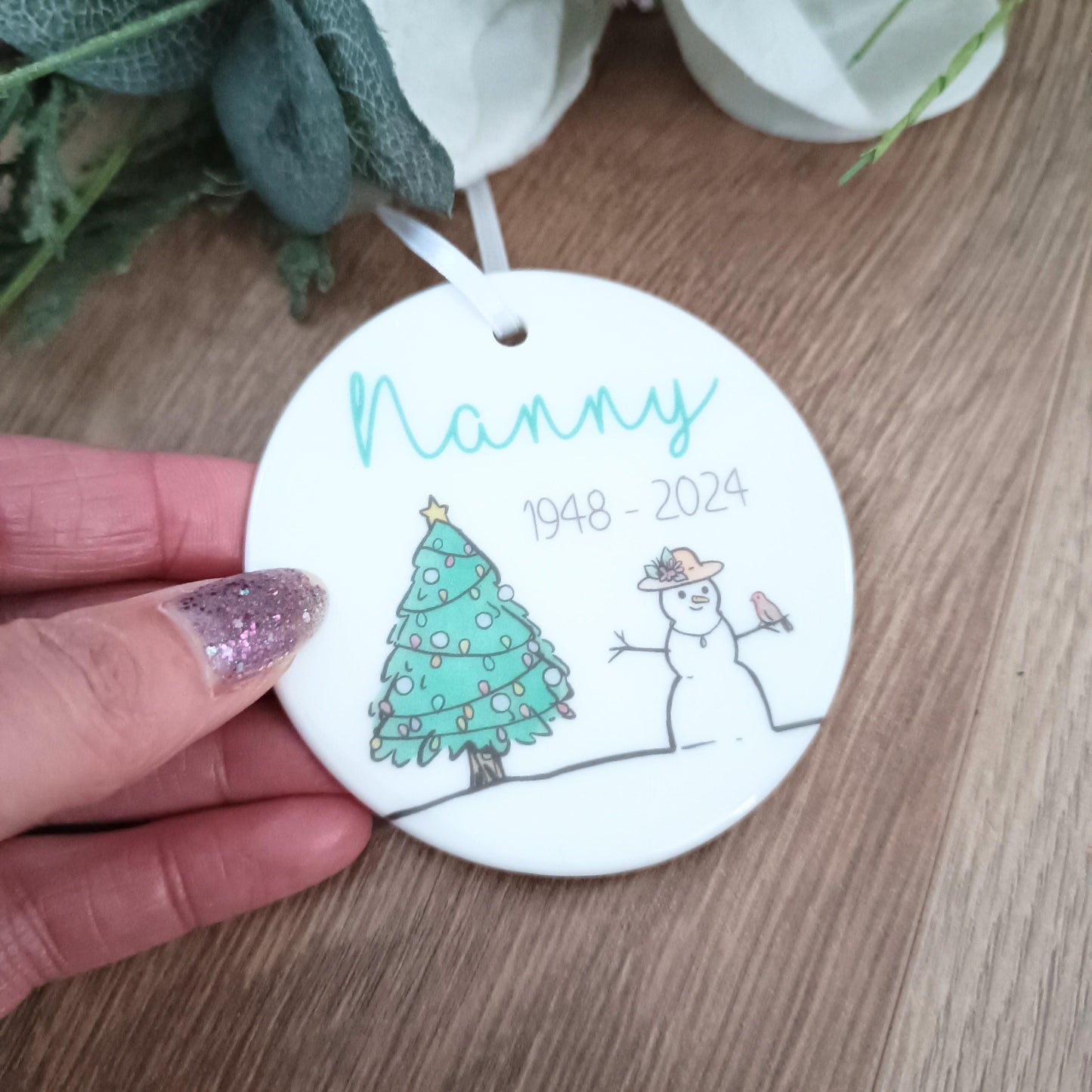Personalised Ceramic Ornament | Nanny Grandad Tree Decoration | Grandad Ornament | Christmas Tree | Memorial Decoration