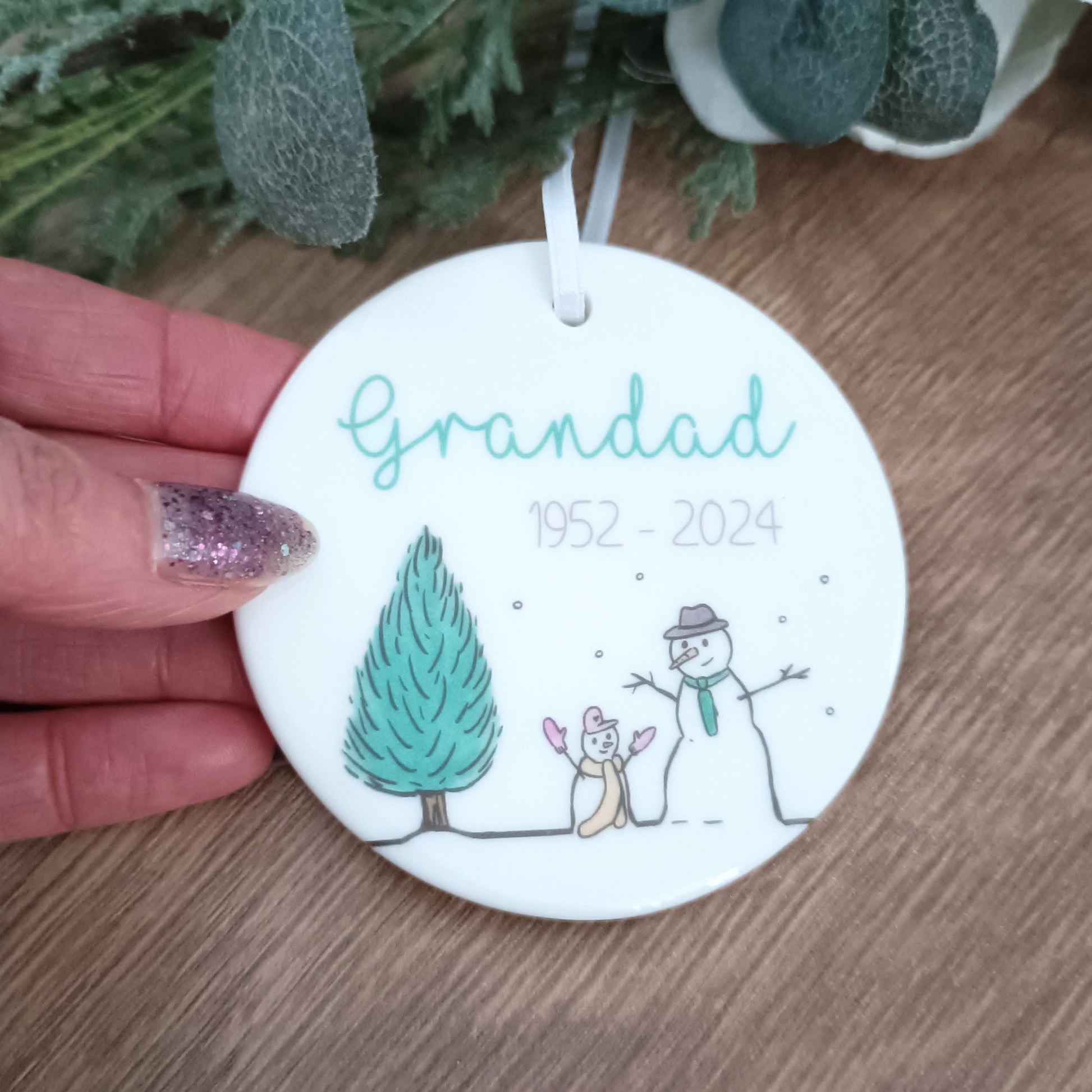 Personalised Ceramic Ornament | Nanny Grandad Tree Decoration | Grandad Ornament | Christmas Tree | Memorial Decoration