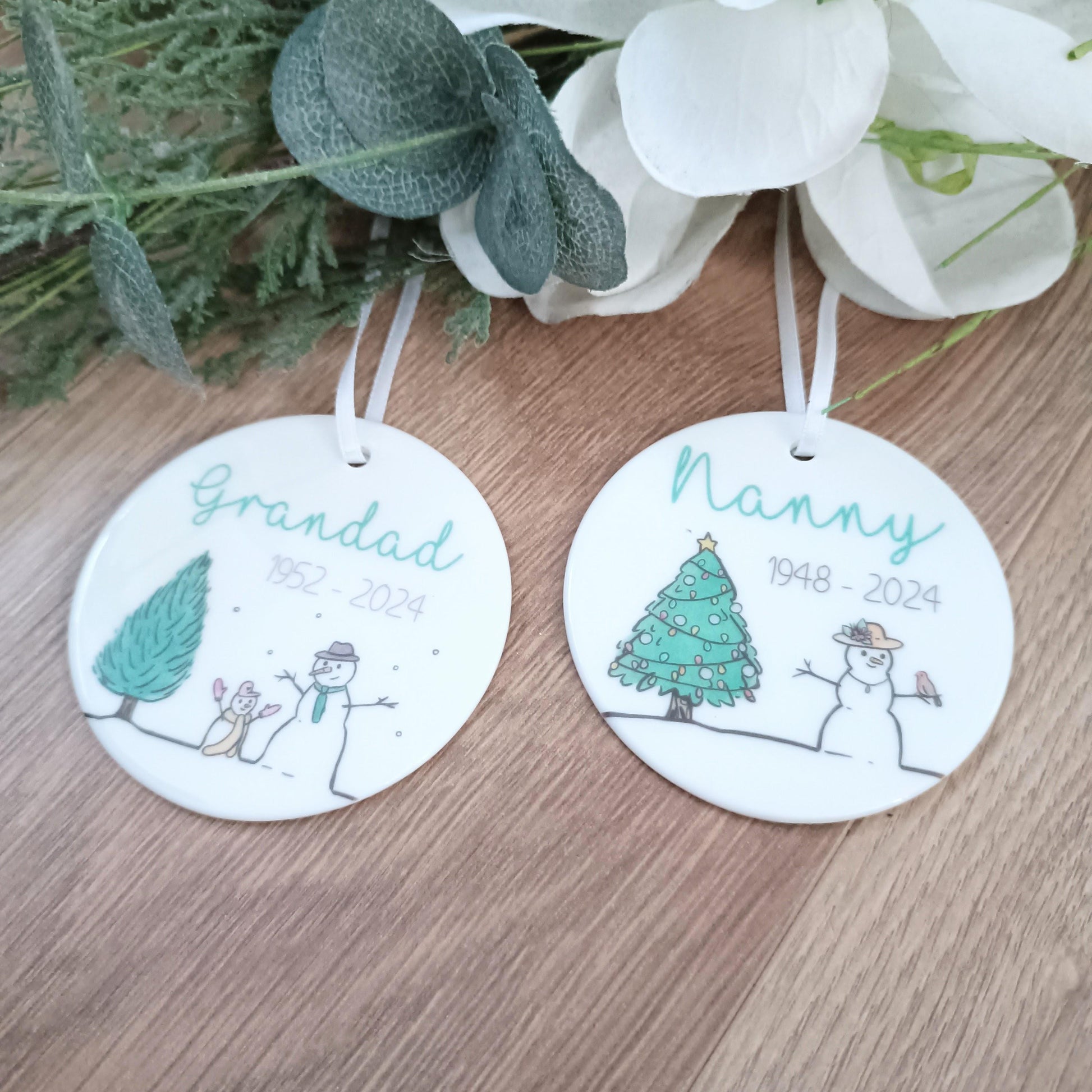 Personalised Ceramic Ornament | Nanny Grandad Tree Decoration | Grandad Ornament | Christmas Tree | Memorial Decoration