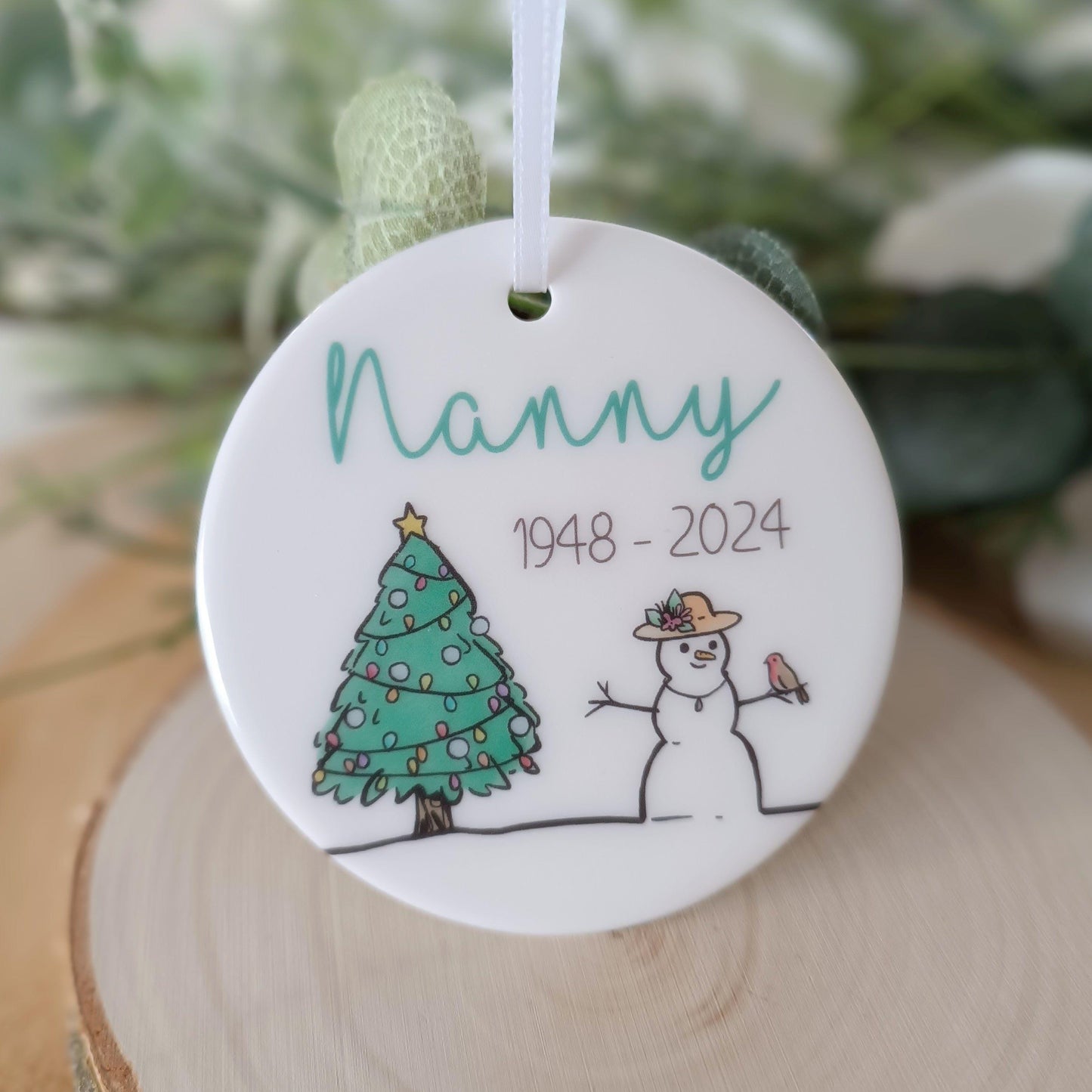 Personalised Ceramic Ornament | Nanny Grandad Tree Decoration | Grandad Ornament | Christmas Tree | Memorial Decoration