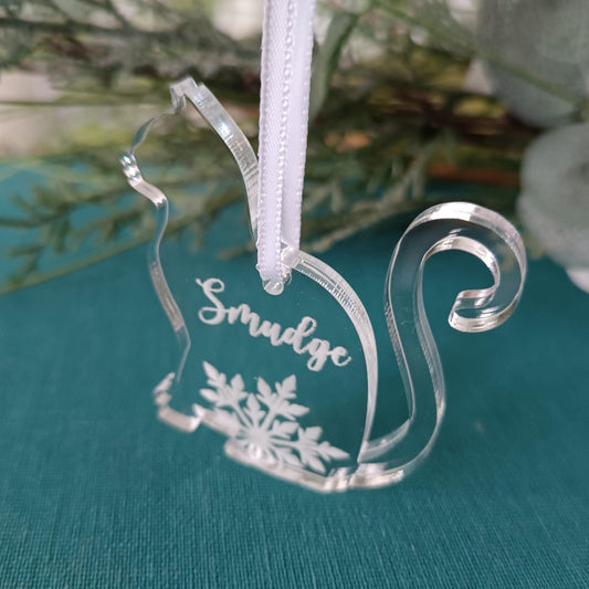 Cat Christmas Tree Ornament | Acrylic Personalised Tree Decoration | Cat Memorial | Christmas Tree | Loss of Cat | Furry Friend