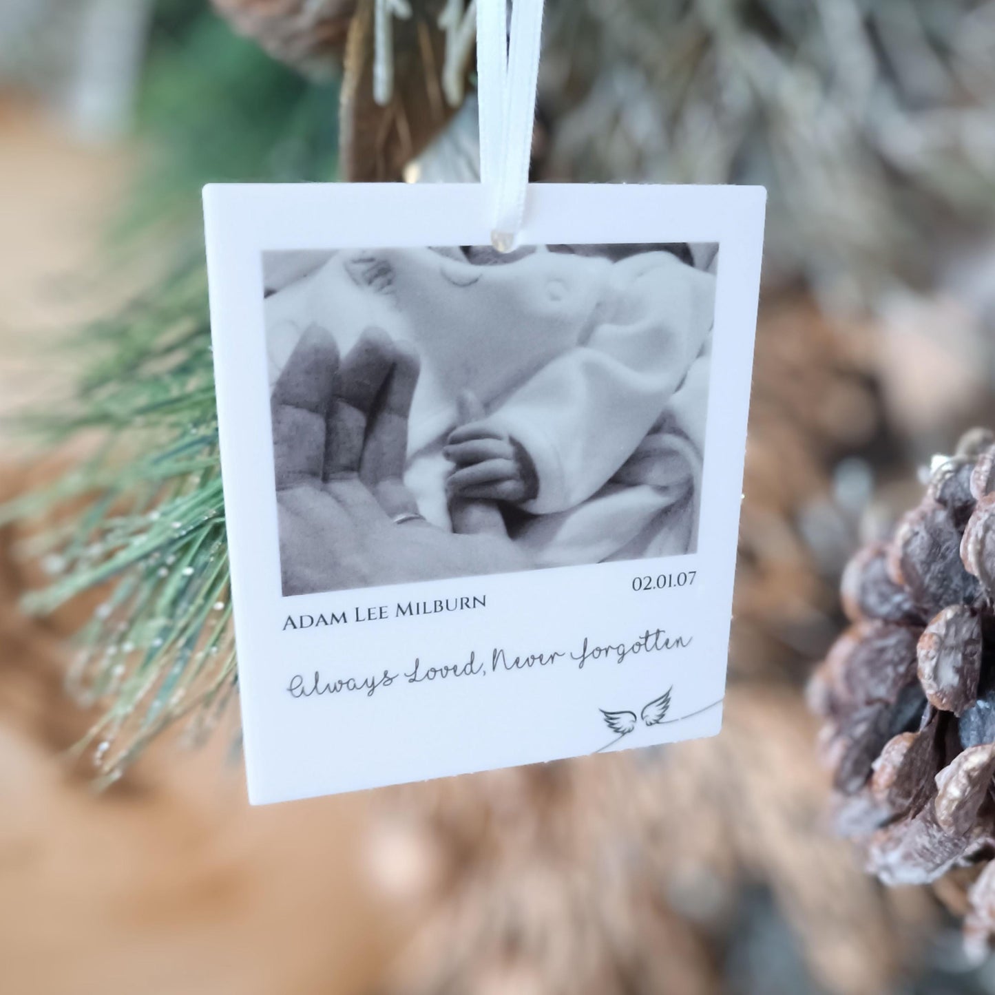 Polaroid Decoration | Photo Car Ornament | Christmas Tree Photo | Angel Wings | Personalised Polaroid