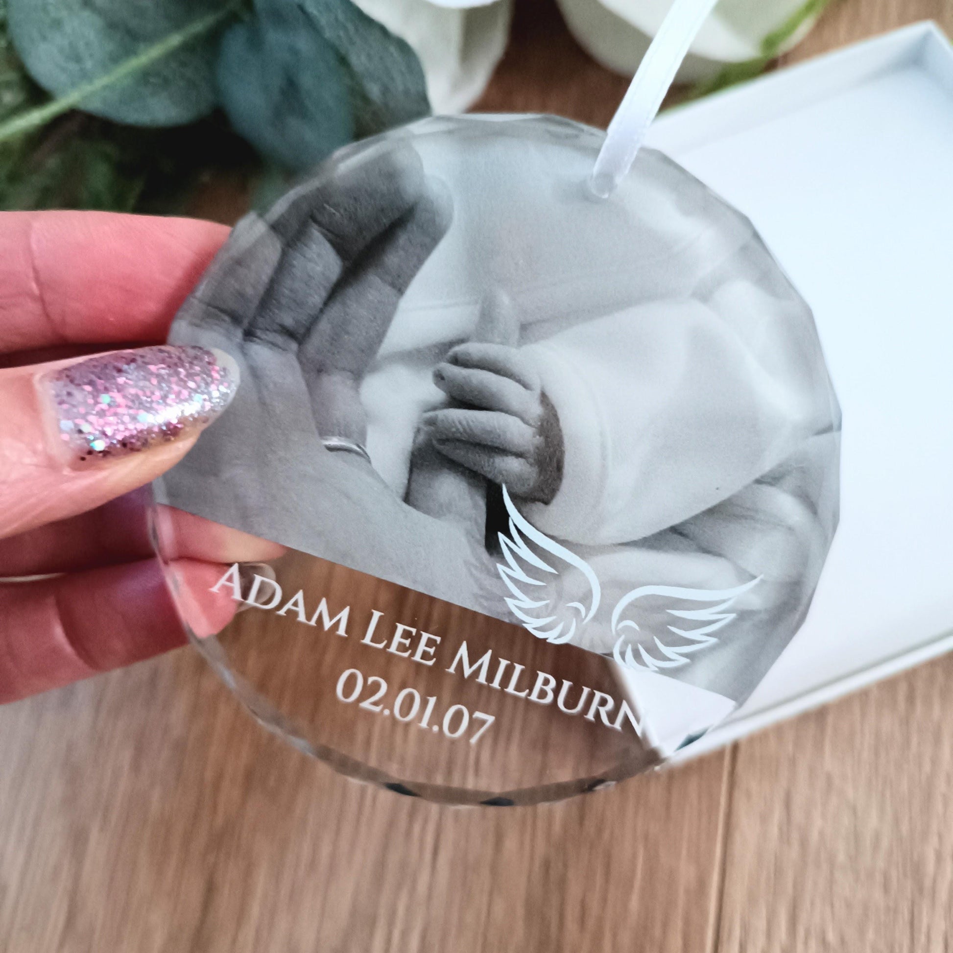 Photo Christmas Tree Ornament | Christmas Bauble | Hanging Decoration | Christmas Ornament | Angel Wings