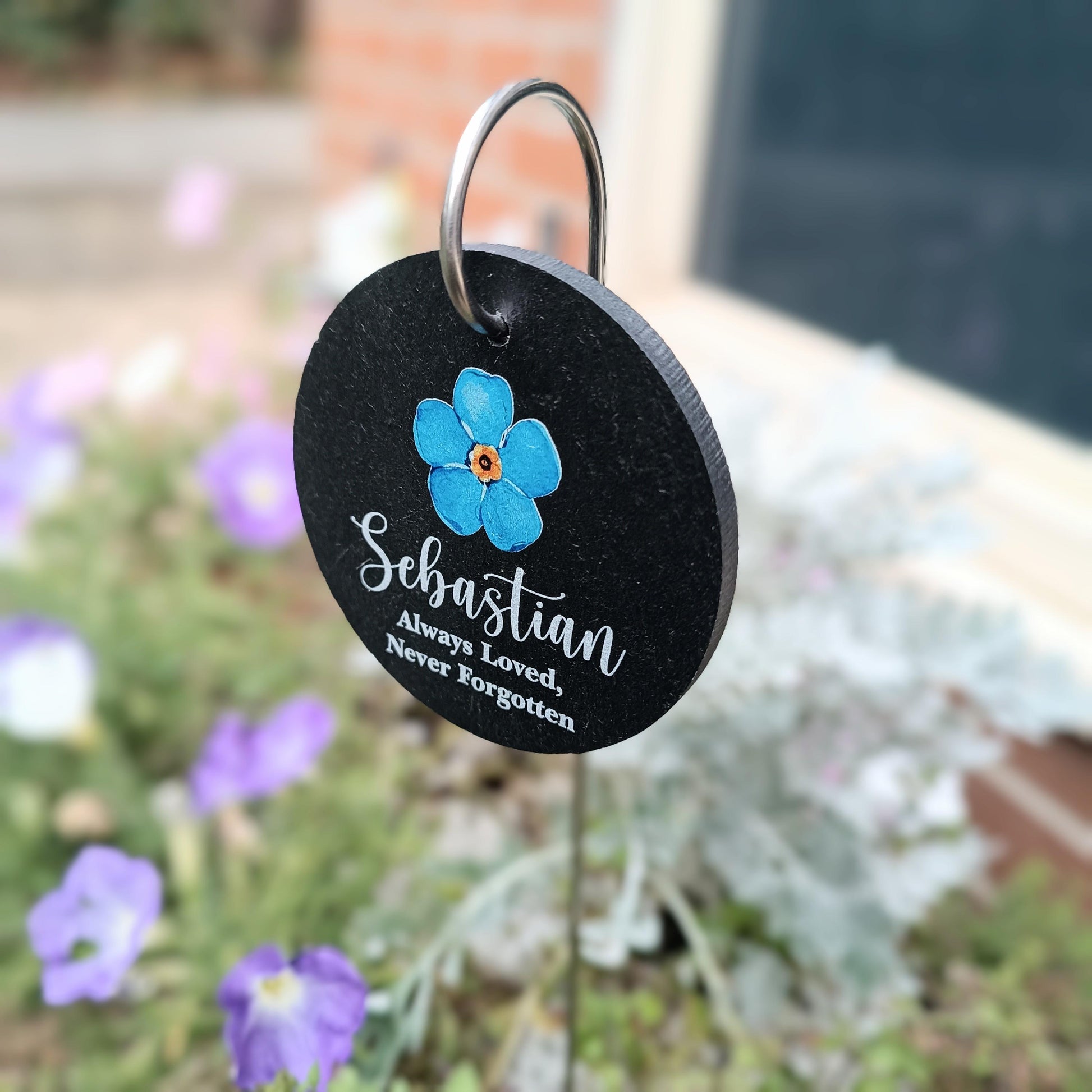 Forget Me Not Memorial Garden Slate and Hook / Memorial Plaque / Loss of Baby / Always Loved Never Forgotten