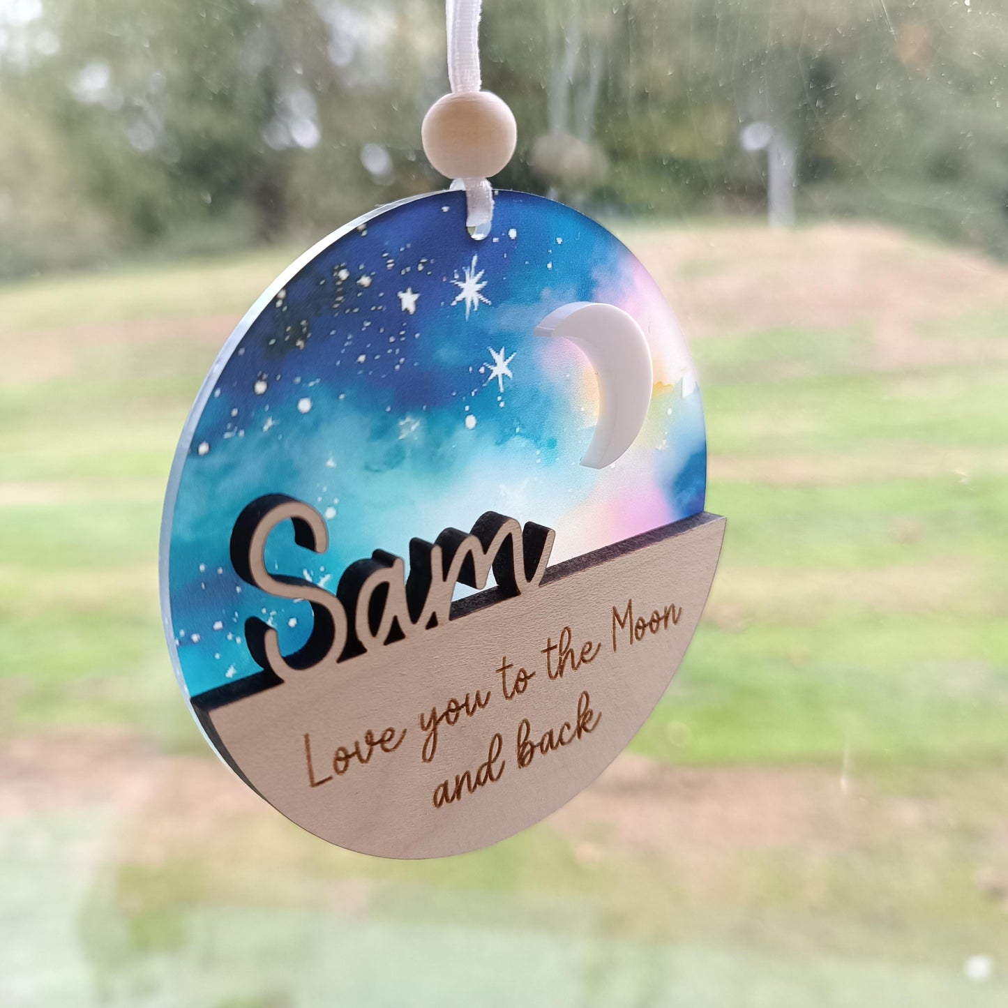 Love you to the Moon and Back Gift / Suncatcher / Moon Gift / Christmas Tree Ornament