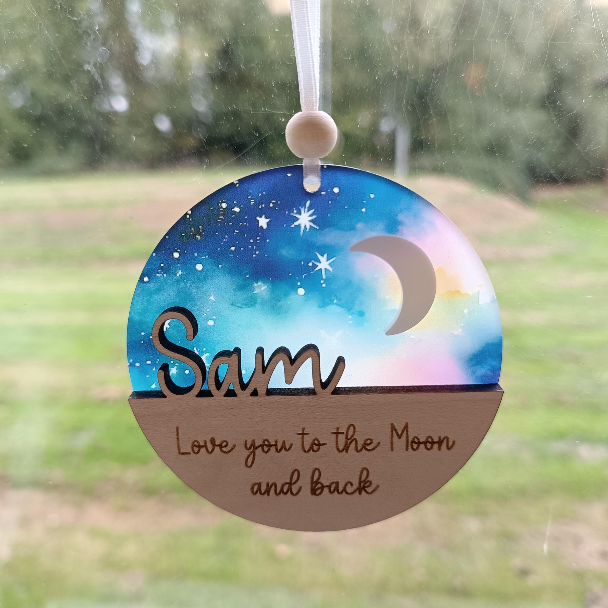 Love you to the Moon and Back Gift / Suncatcher / Moon Gift / Christmas Tree Ornament