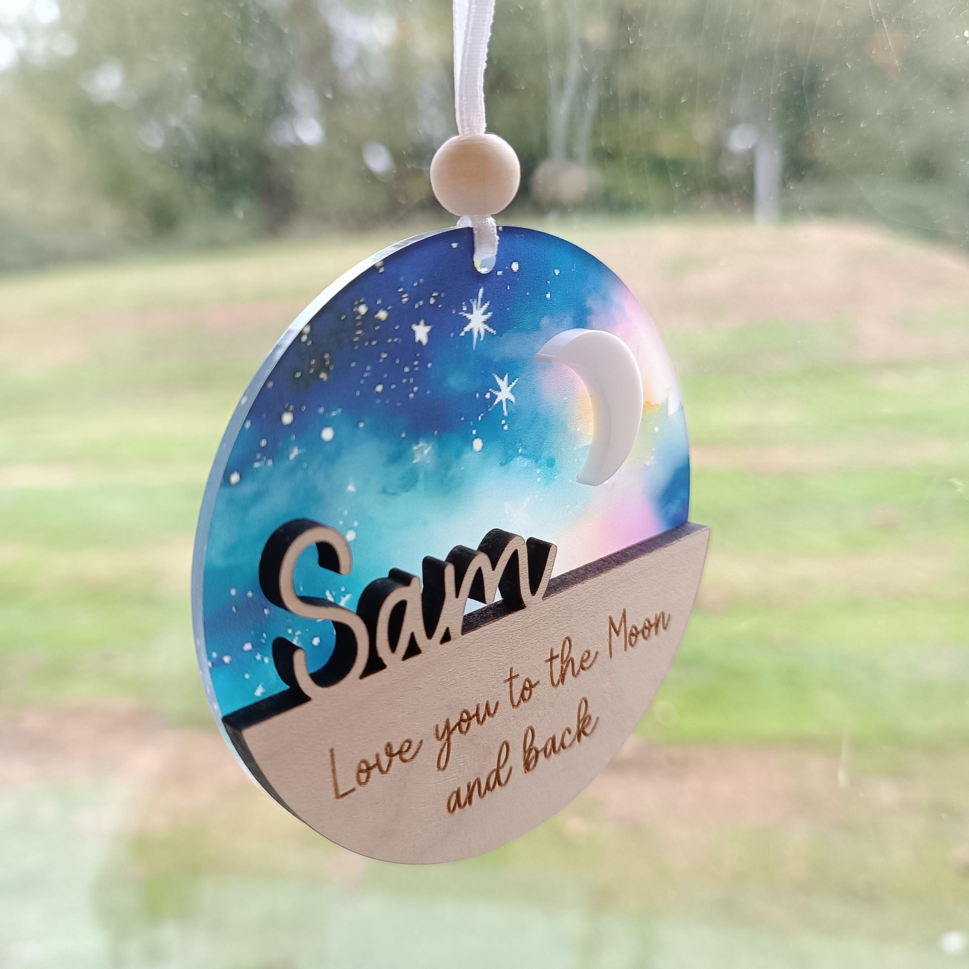 Love you to the Moon and Back Gift / Suncatcher / Moon Gift / Christmas Tree Ornament
