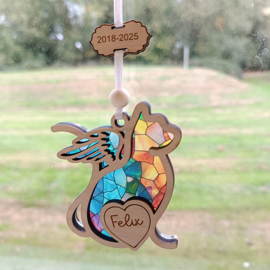 Memorial Cat Suncatcher Gift | Loss of Cat | Cat Christmas Tree | Memorial Pet Poem Gift