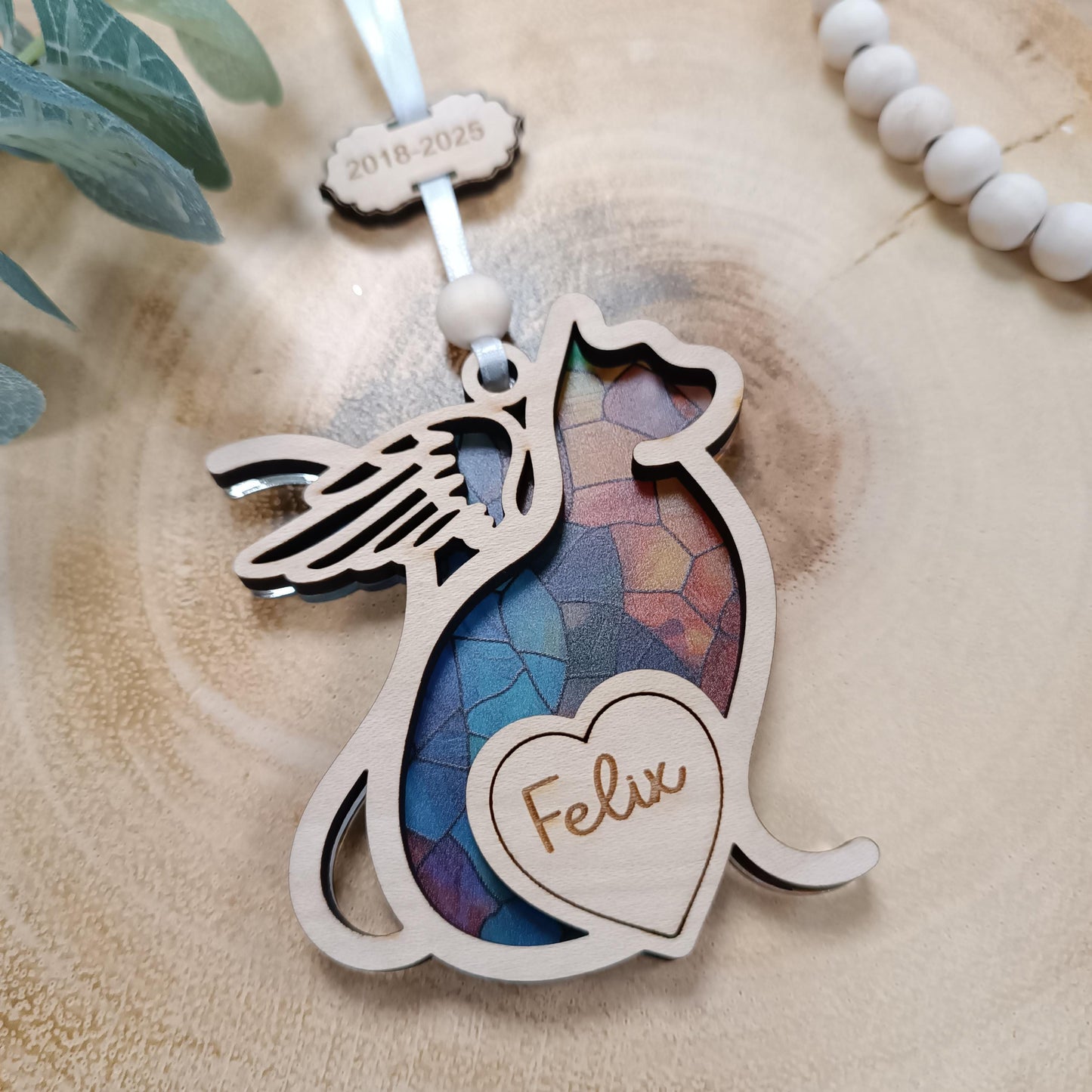 Memorial Cat Suncatcher Gift | Loss of Cat | Cat Christmas Tree | Memorial Pet Poem Gift