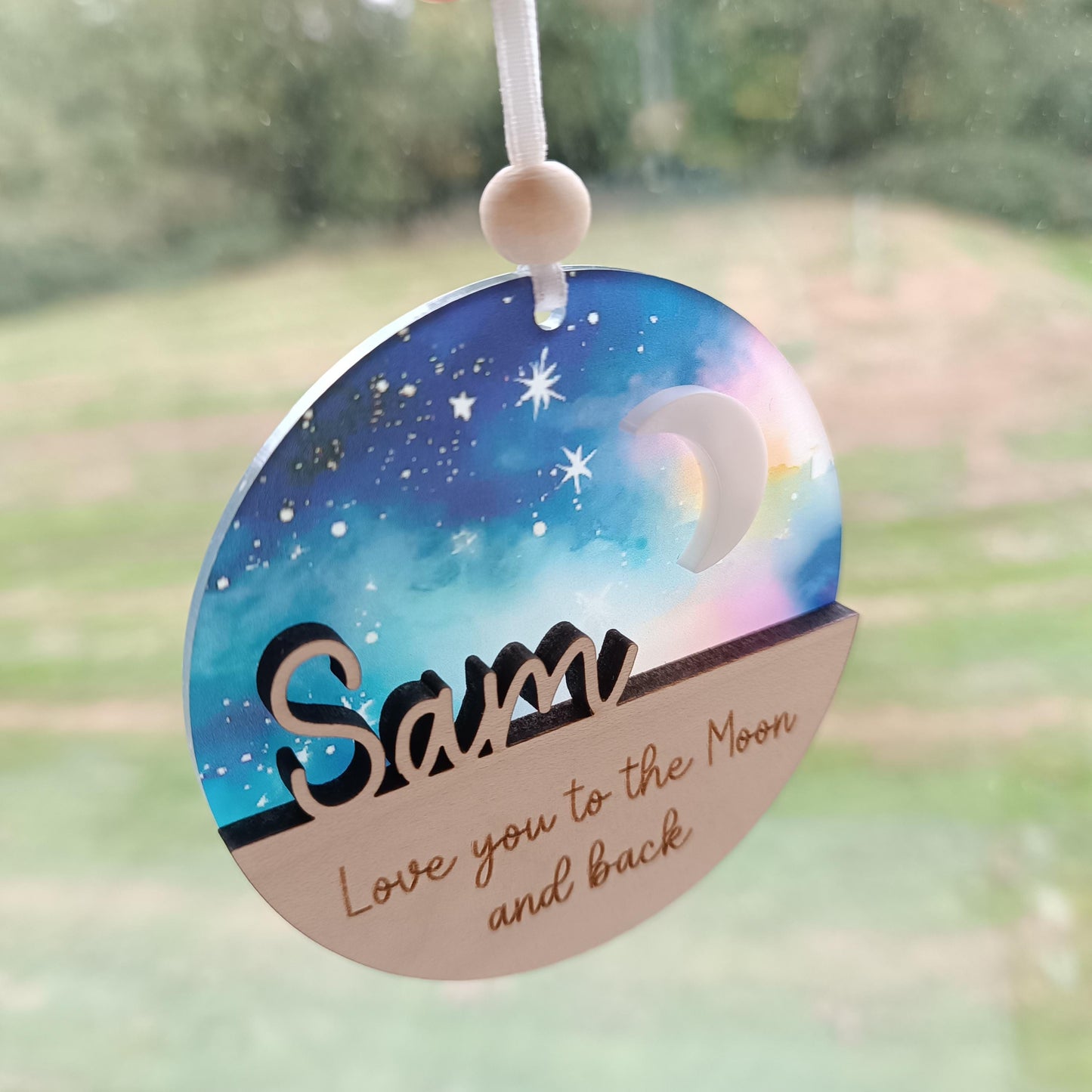 Love you to the Moon and Back Gift / Suncatcher / Moon Gift / Christmas Tree Ornament