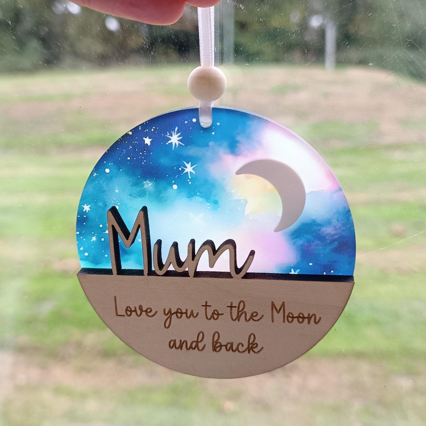 Love you to the Moon and Back Gift / Suncatcher / Moon Gift / Christmas Tree Ornament