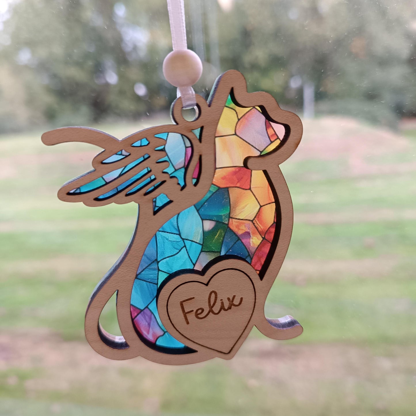 Memorial Cat Suncatcher Gift | Loss of Cat | Cat Christmas Tree | Memorial Pet Poem Gift