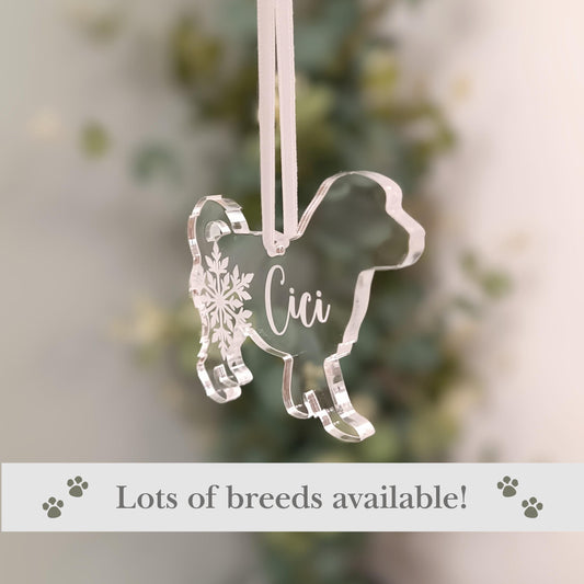 Dog Christmas Tree Ornament | Acrylic Personalised Decoration | Puppy Memorial | 300 Breeds
