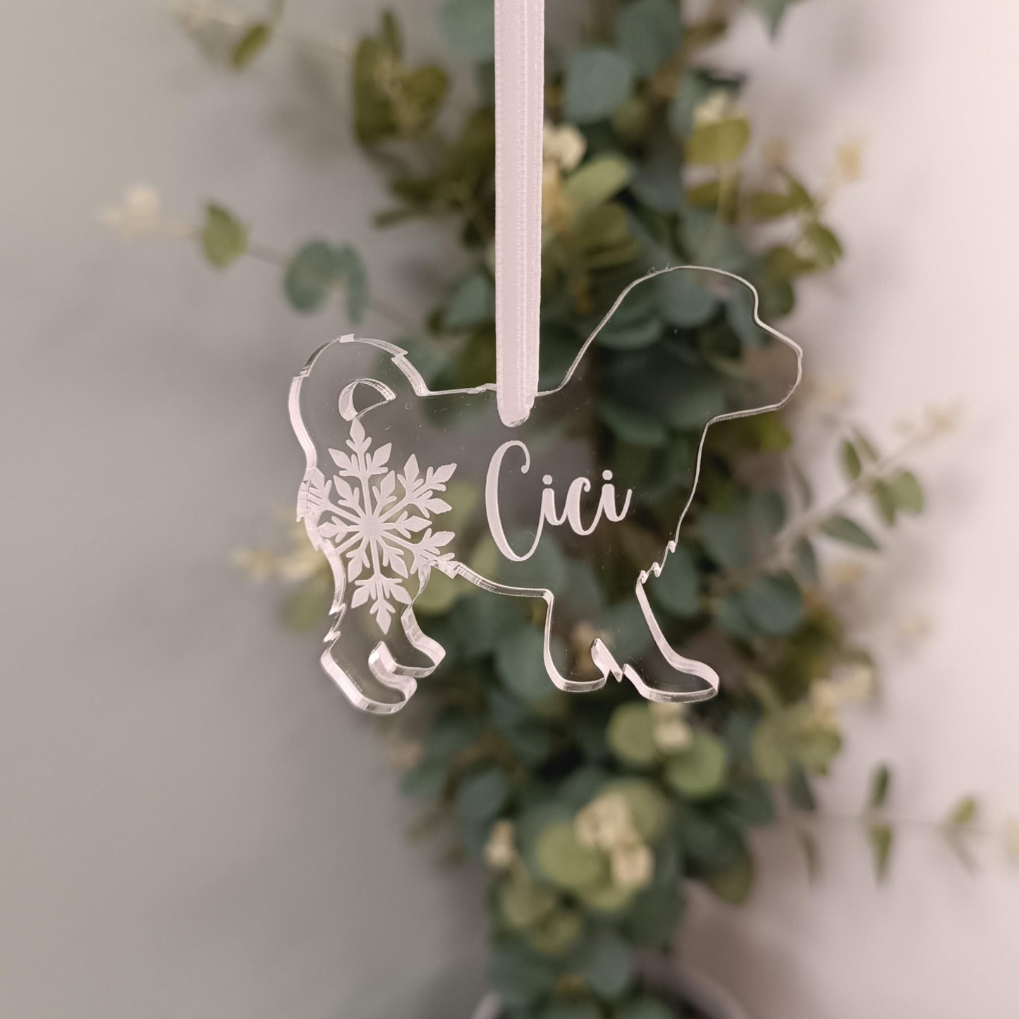 Dog Christmas Tree Ornament | Acrylic Personalised Decoration | Puppy Memorial | 300 Breeds