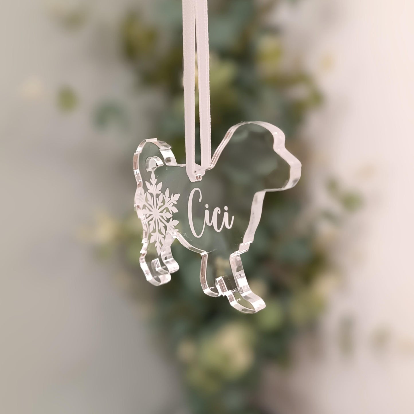 Dog Christmas Tree Ornament | Acrylic Personalised Decoration | Puppy Memorial | 300 Breeds