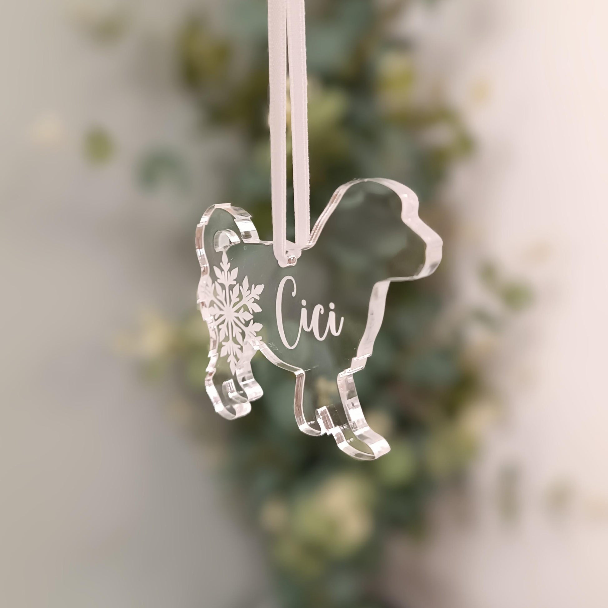 Dog Christmas Tree Ornament | Acrylic Personalised Decoration | Puppy Memorial | 300 Breeds