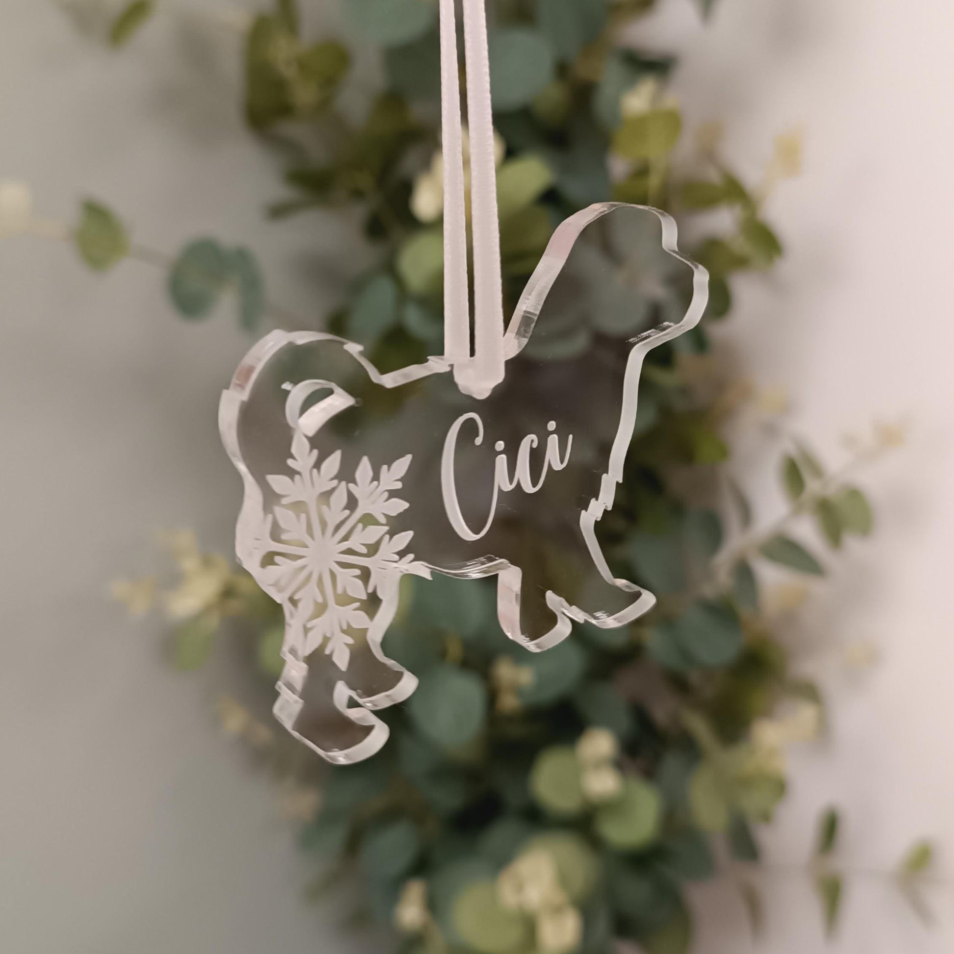 Dog Christmas Tree Ornament | Acrylic Personalised Decoration | Puppy Memorial | 300 Breeds