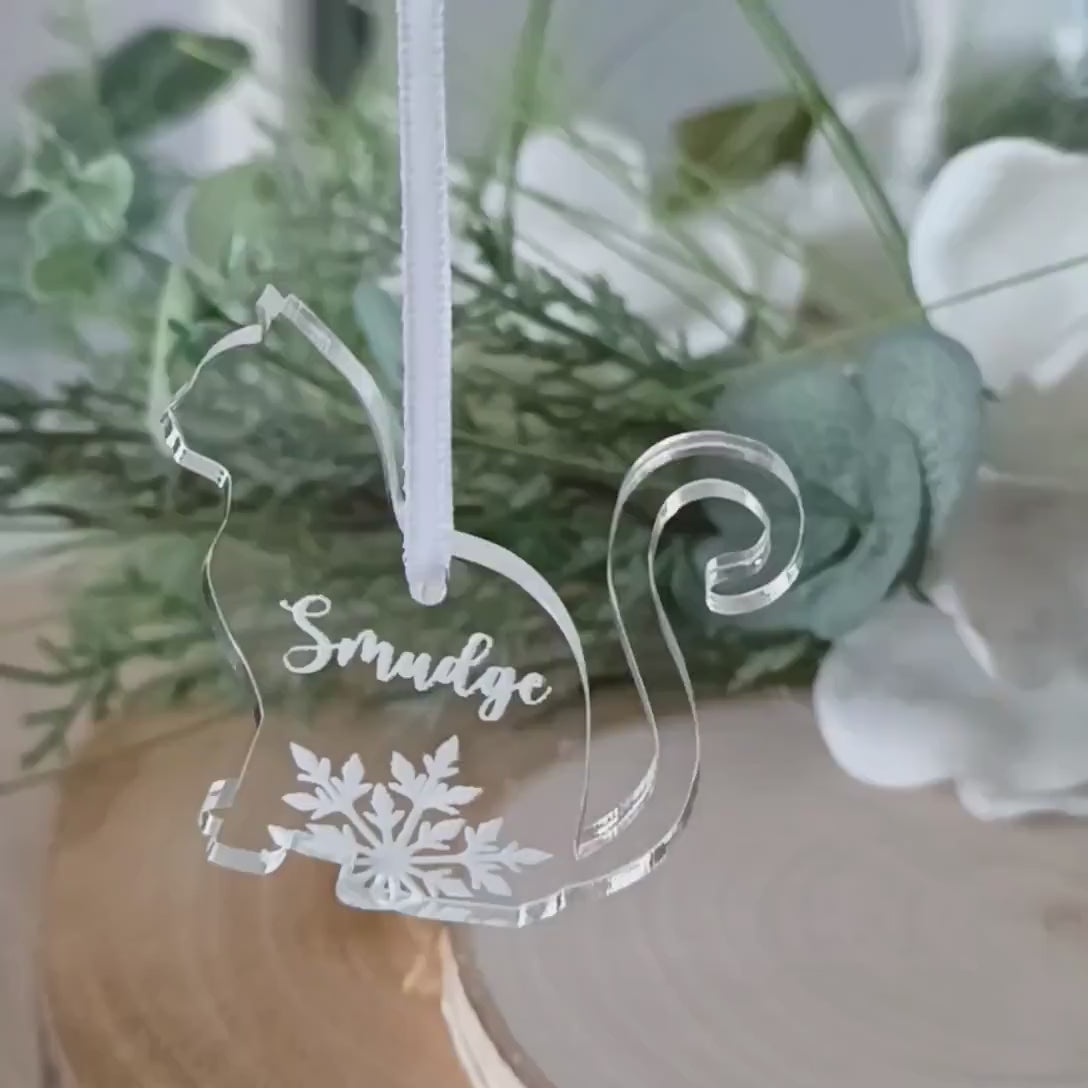 Cat Christmas Tree Ornament | Acrylic Personalised Tree Decoration | Cat Memorial | Christmas Tree | Loss of Cat | Furry Friend