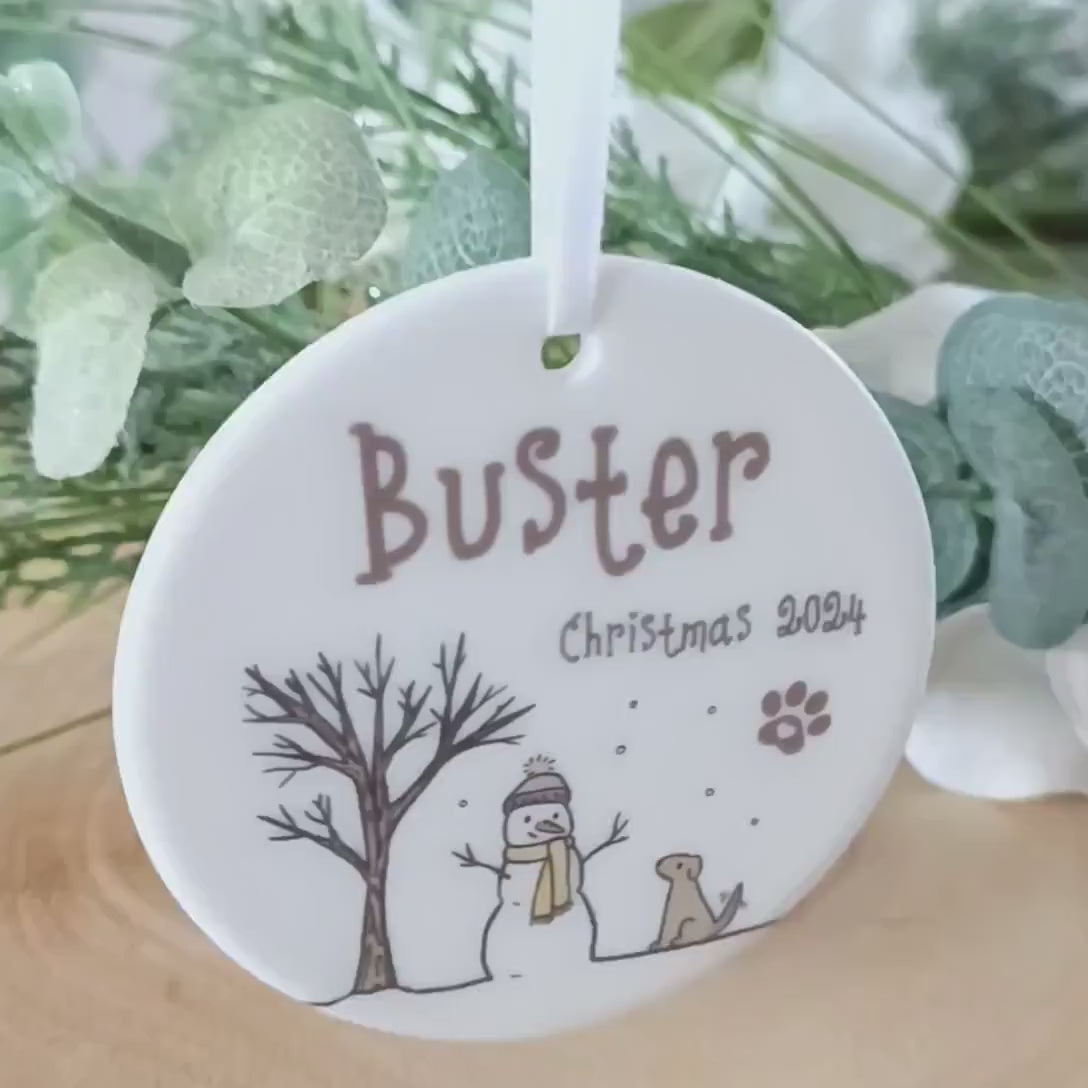 Personalised Ceramic Pet Ornament | Pet Tree Decoration | Pawprints Ornament | Christmas Tree | Pet Loss
