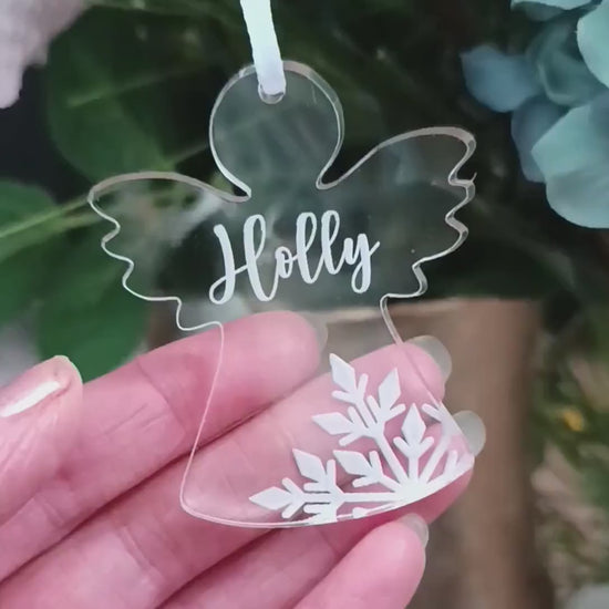 Acrylic Angel Christmas Tree Ornament | Personalised Angel Decoration | Personalised Star | Christmas Angel | Babyloss | Miscarriage