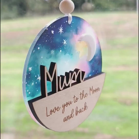 Love you to the Moon and Back Gift / Suncatcher / Moon Gift / Christmas Tree Ornament