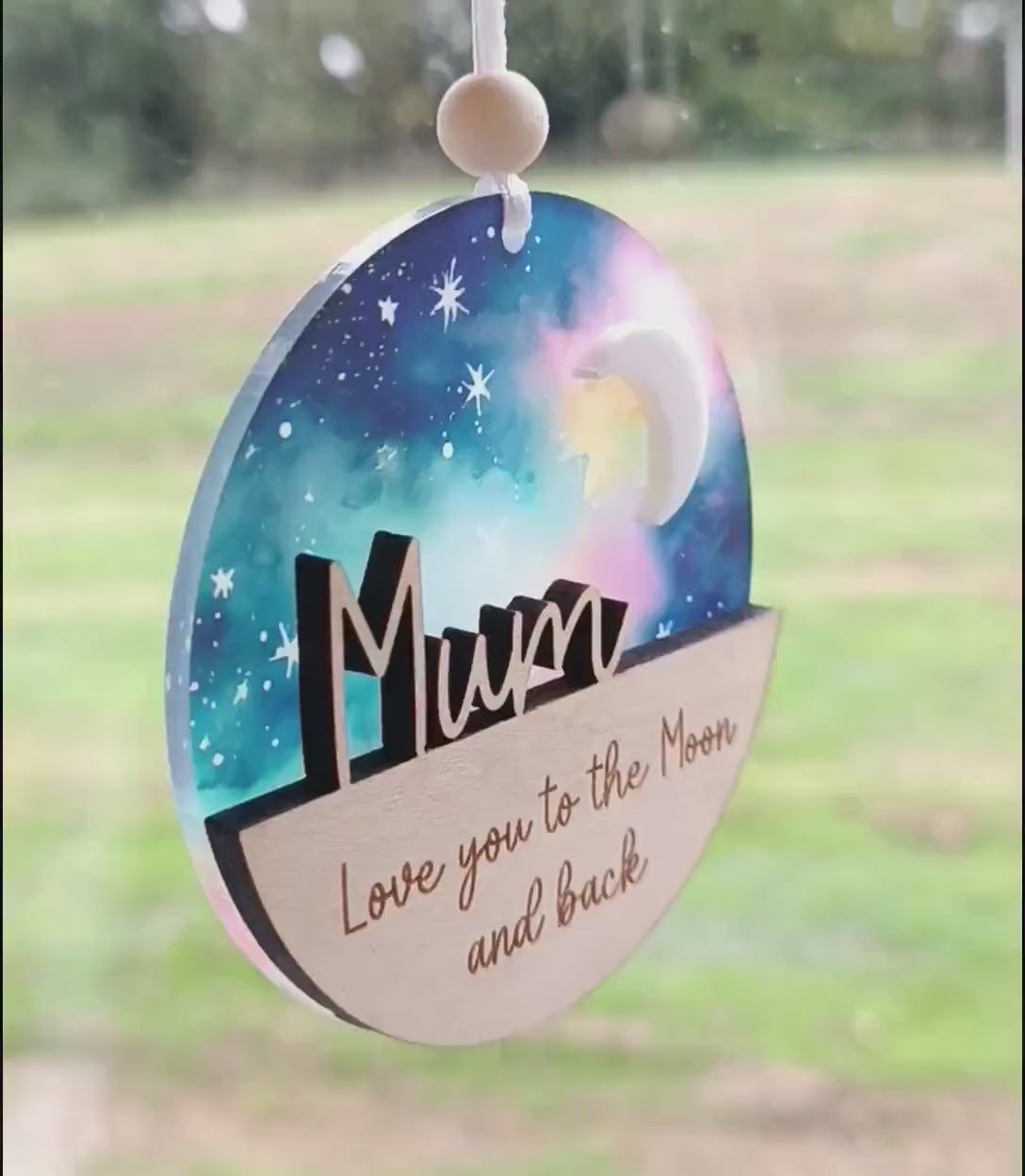 Love you to the Moon and Back Gift / Suncatcher / Moon Gift / Christmas Tree Ornament