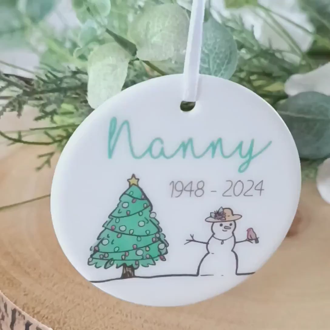 Personalised Ceramic Ornament | Nanny Grandad Tree Decoration | Grandad Ornament | Christmas Tree | Memorial Decoration